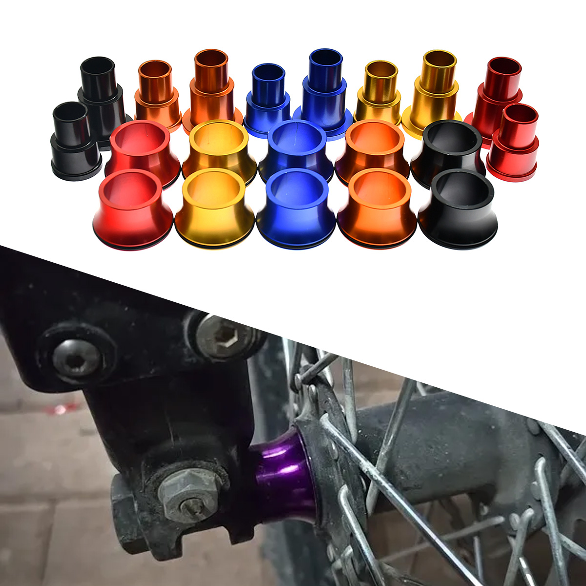 Bike Light Front Rear - Entretoises d'axe de roue avant et