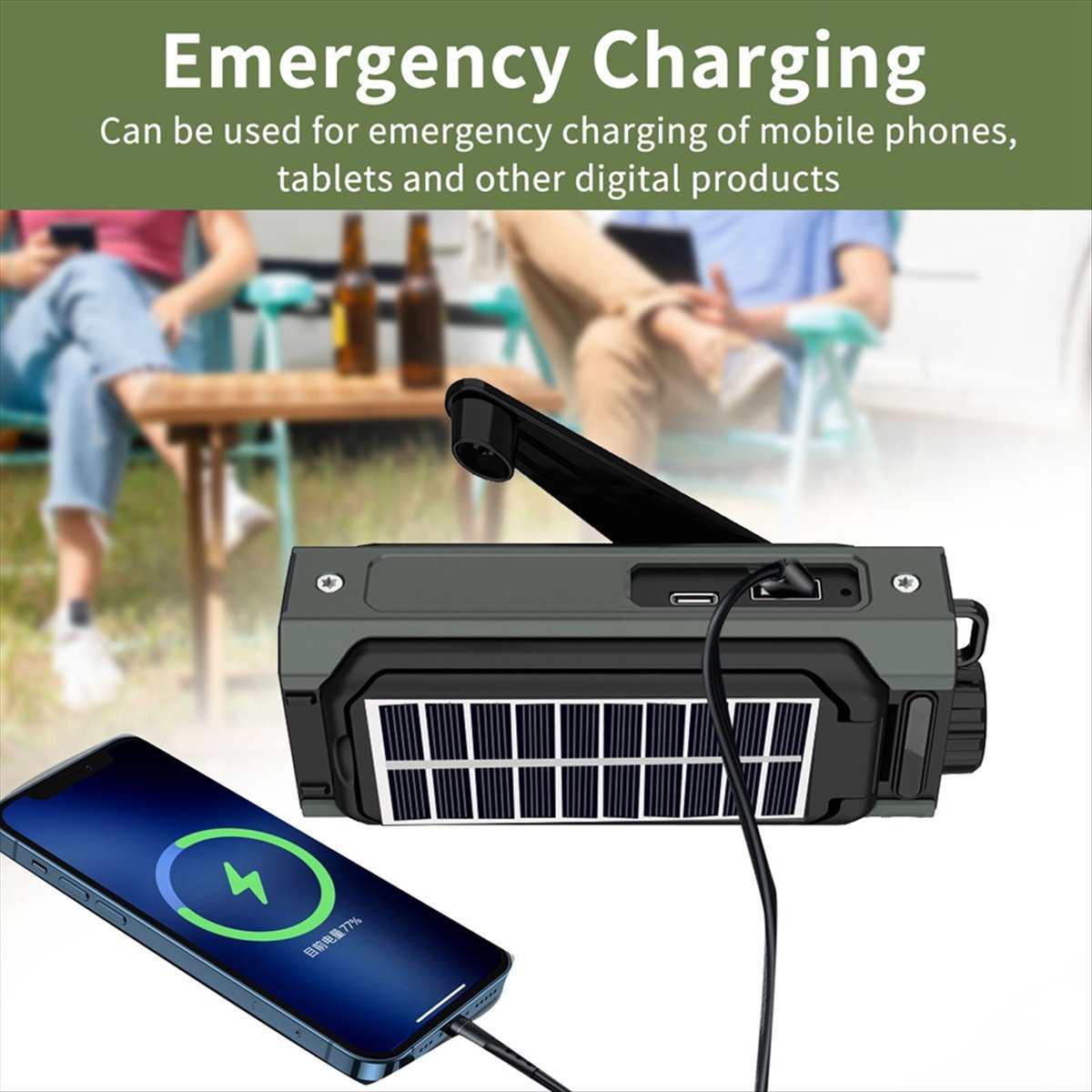 Usb Charger Dynamo - Radio solaire portable A26Z, radio d'urgence