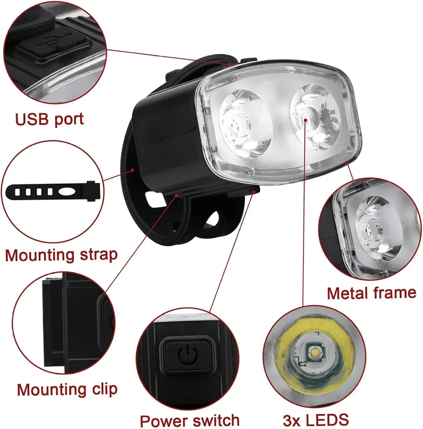 Ensemble d'éclairage avant et  - Bike Light Front Rear avis et prix